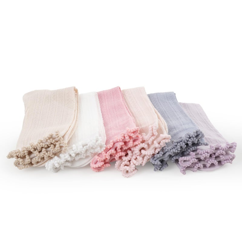 ARBINSON 6 Pairs Ruffle Socks for Womenï¼ŒFrilly Socks Womenï¼ŒSolid Color Cute Ankle Lettuce Edge Soft Crew Socksï¼ˆWhite/Oatmeal/Dusty Pink/Light Pink/Blue/Purpleï¼‰ - Image 4