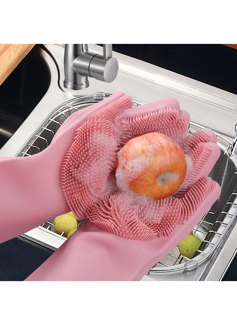 Breewell Breewell Silicone Scrubbing Gloves, Scrub Cleaning Gloves with Scrubber for Dishwashing and Pet Grooming | Pink  - Image 5