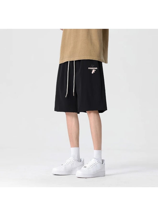 Foss Phil Men's Shorts, Summer Ice Silk Thin Casual Five-point Pants, Loose Versatile Sports Trousers, Fpd04 Black 2XL - Image 3