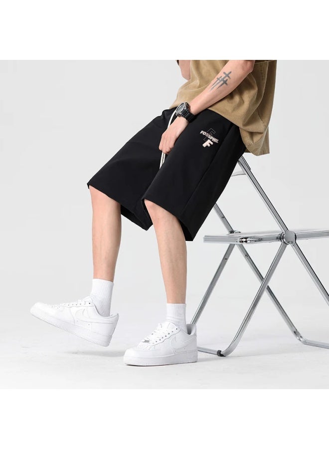 Foss Phil Men's Shorts, Summer Ice Silk Thin Casual Five-point Pants, Loose Versatile Sports Trousers, Fpd04 Black 2XL - Image 4