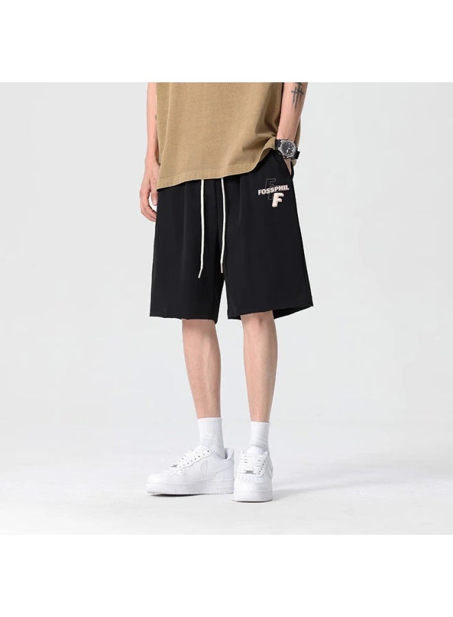 Foss Phil Men's Shorts, Summer Ice Silk Thin Casual Five-point Pants, Loose Versatile Sports Trousers, Fpd04 Black 2XL - Image 2