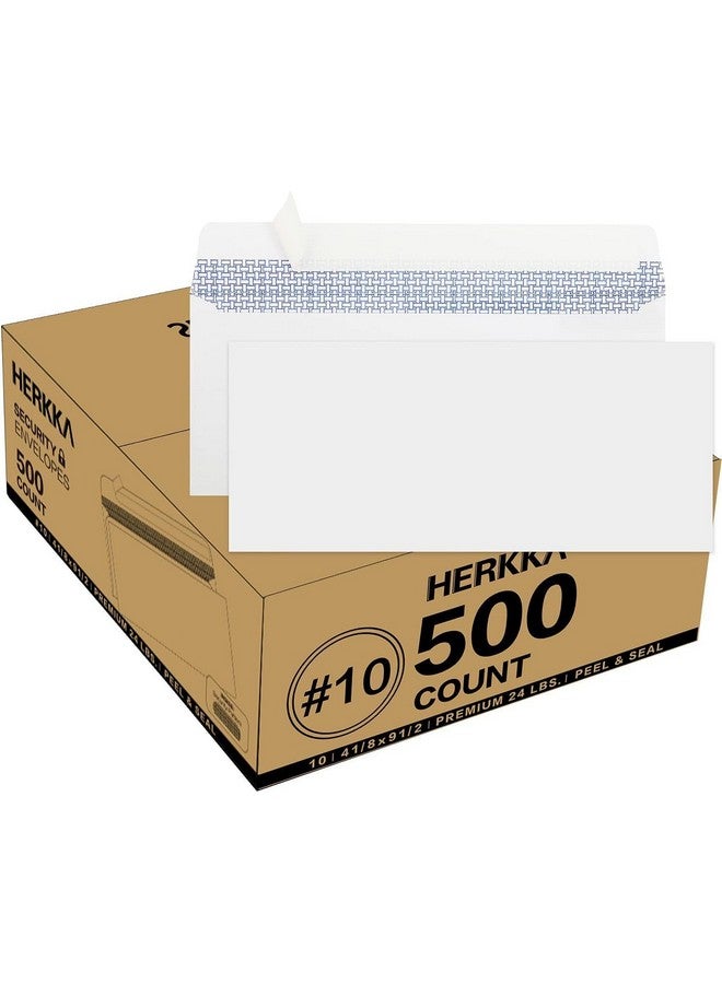 HERKKA 10 Security Selfseal Envelopes No.10 Windowless Bussiness Envelopes Security Tinted With Printer Friendly Design Size 41/8 X 91/2 Inch White 24 Lb 500 Pack - Image 1