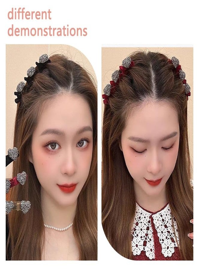 Sisadodo Heart Braided Hair Clips for Women Red Brown Black Hair Clip for Girls Nonslip Hair Accessories for Women Shiny Duck Billed Hair Clips for Girls 6 PCS Braided Hair Barrettes for Thick Thin Hair - Image 5