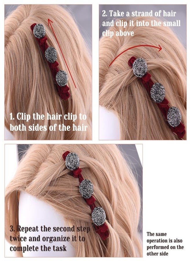 Sisadodo Heart Braided Hair Clips for Women Red Brown Black Hair Clip for Girls Nonslip Hair Accessories for Women Shiny Duck Billed Hair Clips for Girls 6 PCS Braided Hair Barrettes for Thick Thin Hair - Image 4