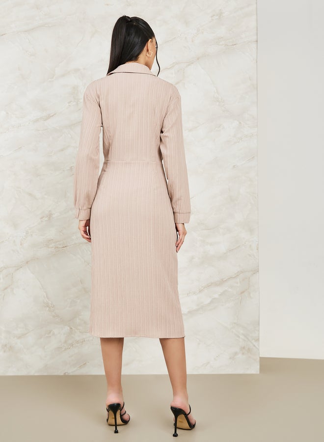 Styli Styli Textured Button Front Shirt Midi Dress - Image 4
