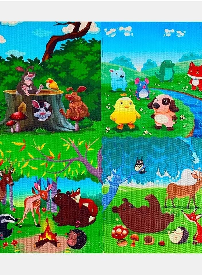 A distinctive educational play mat for children. A play mat for children with distinctive educational drawings, measuring 60 cm x 60 cm x 1 cm, to protect your child from slipping. It helps your child focus and develop his skills. It consists of 4 pieces at a special price.  - Image 3