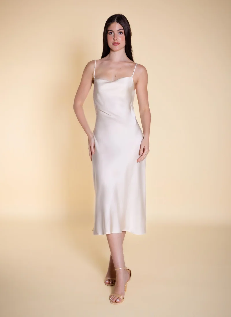 SHAPES SATIN MIDI DRESS