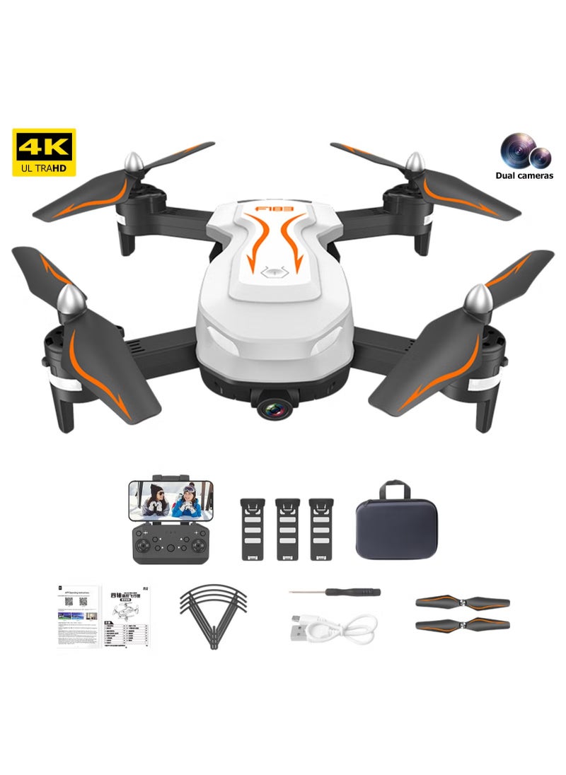 TIGER - RC F183 Drone with 4K HD Camera – FPV RC Quadcopters with Altitude Hold, Headless Mode, 3D Flip, LED Lights, G-Sensor, One-Key Takeoff/Landing, APP & Voice Control, Foldable Design - White - Image 1