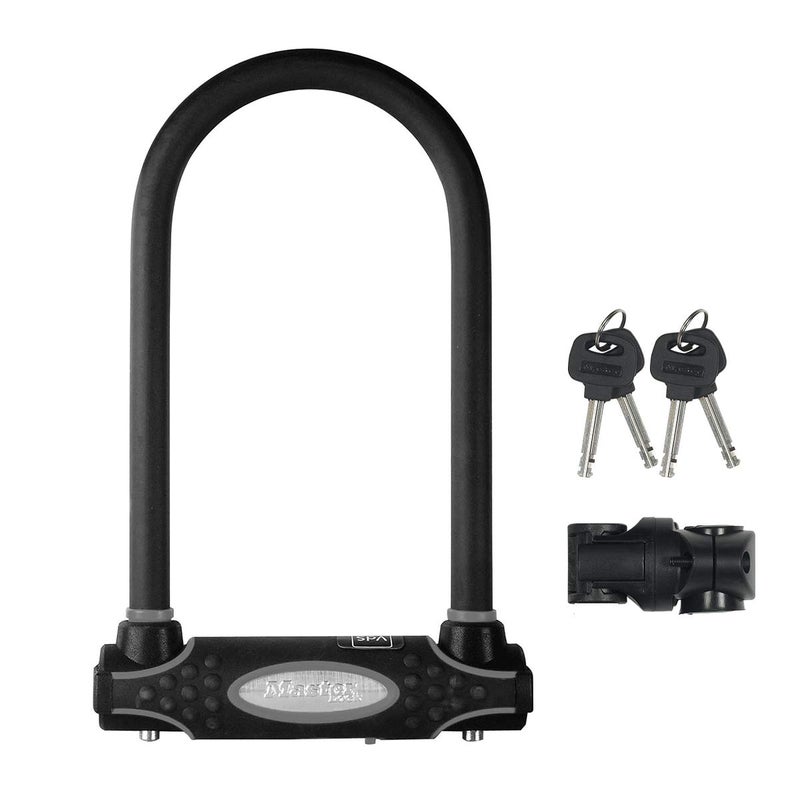 Master Lock Black Bike Lock with 2 Keys, U-Lock for Bicycles and Other Outdoor Equipment, Bike Locks Heavy Duty Anti-Theft Lock for Motorcycles, Scooters, 8195EC - Image 1