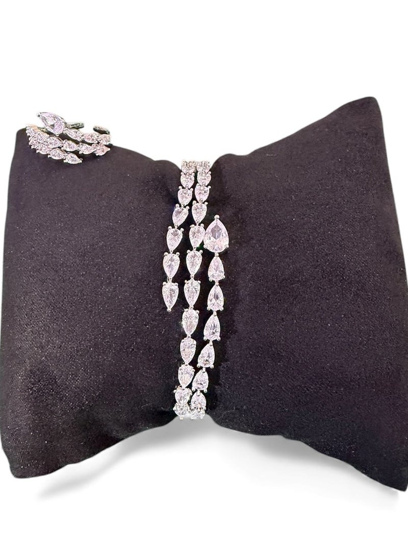 Miral A luxurious bracelet adorned with pure zircon stones, precisely set like diamonds, and coated with high-quality rhodium that is long-lasting and hypoallergenic. - Image 1