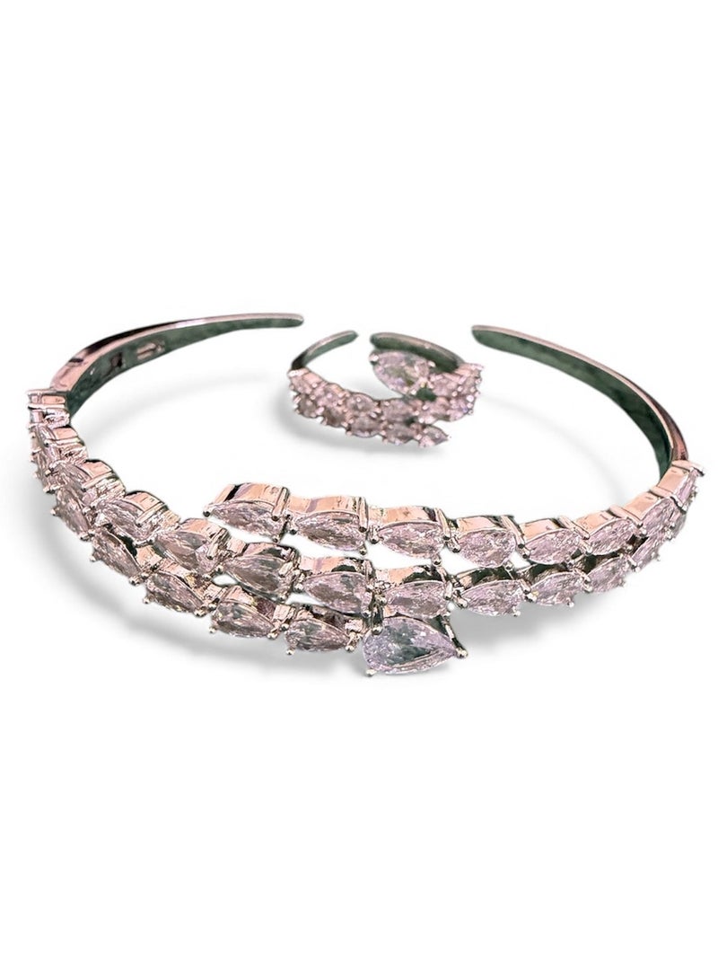 Miral A luxurious bracelet adorned with pure zircon stones, precisely set like diamonds, and coated with high-quality rhodium that is long-lasting and hypoallergenic. - Image 2
