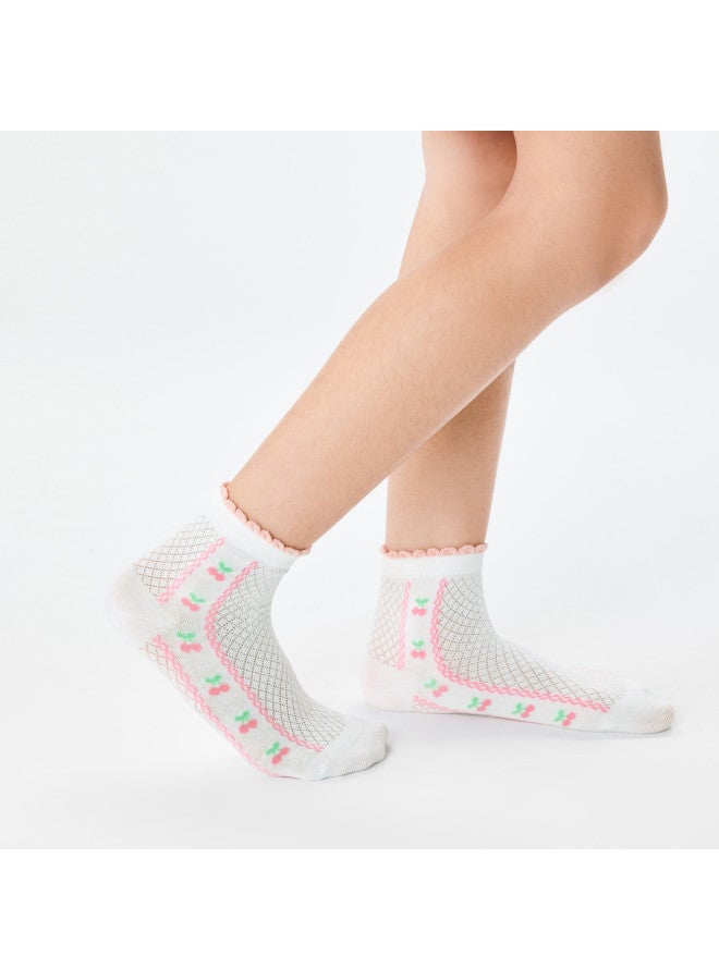 Balabala Girls' Socks - Kids' Mesh Socks For Summer, Breathable Thin Jacquard Pattern, Versatile 4-pack For Toddlers - Image 4