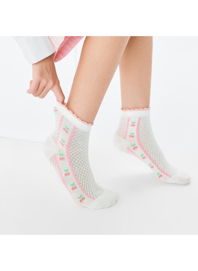 Balabala Girls' Socks - Kids' Mesh Socks For Summer, Breathable Thin Jacquard Pattern, Versatile 4-pack For Toddlers - Image 3