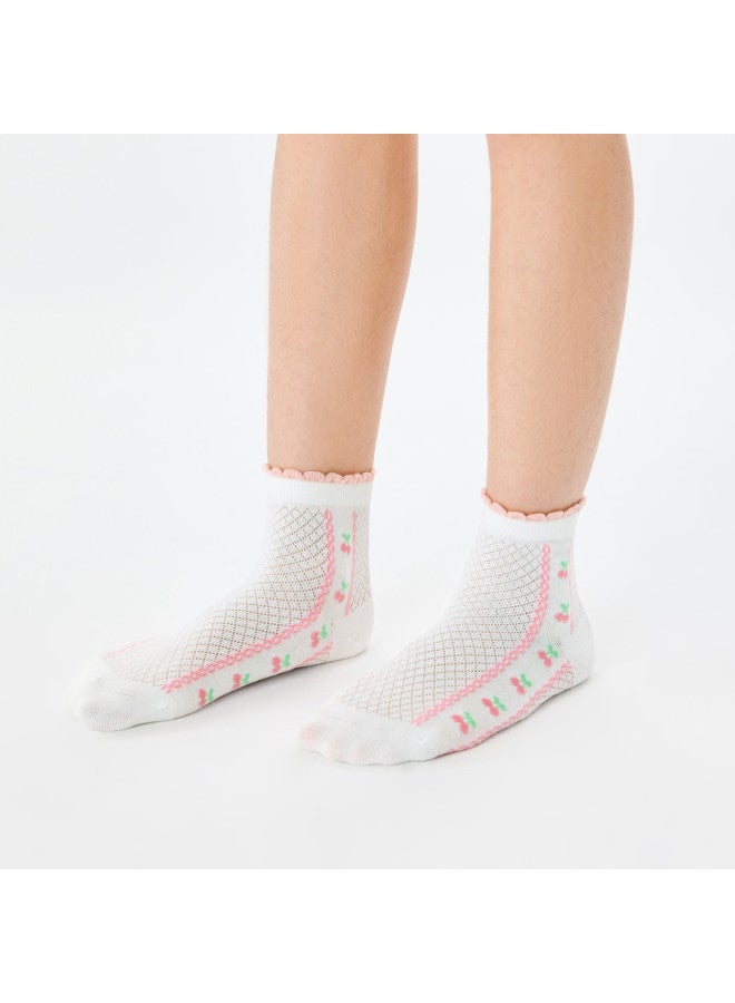 Balabala Girls' Socks - Kids' Mesh Socks For Summer, Breathable Thin Jacquard Pattern, Versatile 4-pack For Toddlers - Image 2