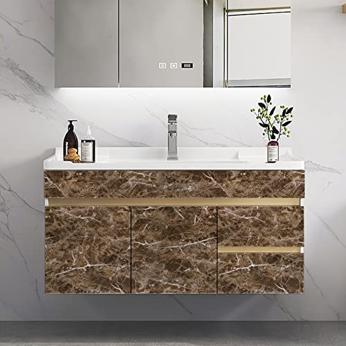practicalWs Brown Marble Contact Paper 17.7in × 196in Countertop Contact Paper Waterproof Self Adhesive Marble Wallpaper Peel and Stick Countertops Stick Papers for Kitchen Counter Top Covers - Image 4