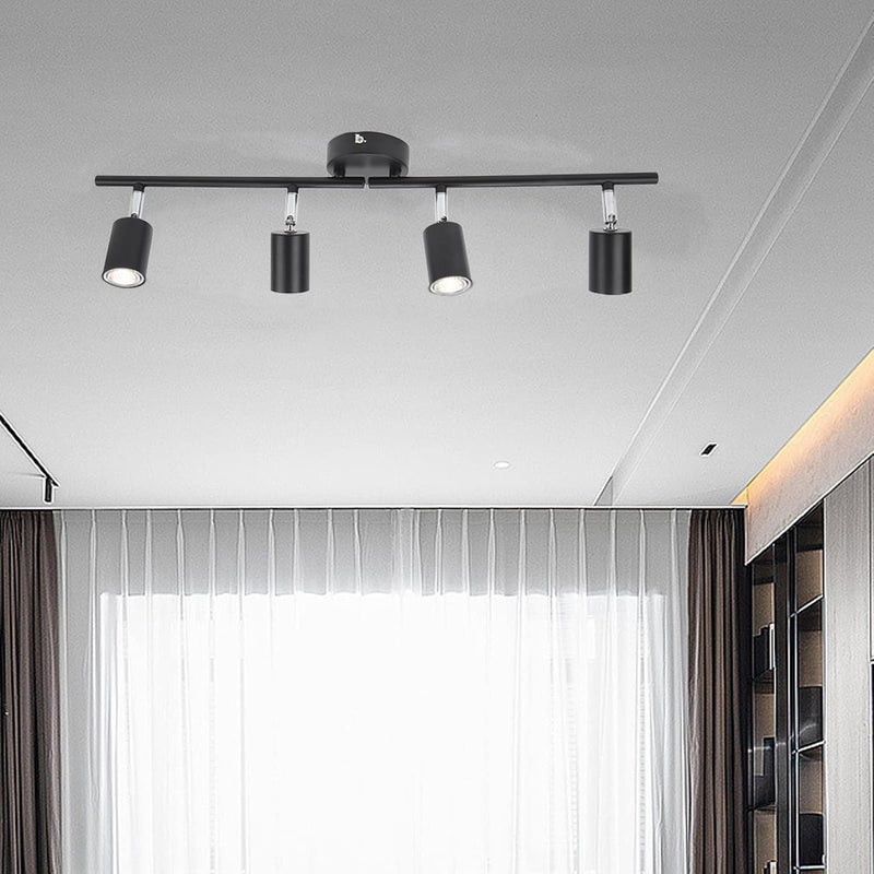 Wear resistant upgraded material Tbest Tracking Lights Ceiling LED 4 60W Angle Foldable Matte Black 4 Light Tracking Lighting for Bedroom Hotel 85‑265V Track Lighting Experience optimized build - Image 3