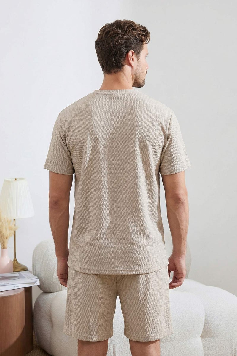 trendyol Beige Regular Fit Textured Stretchy Knitted Pajama Set Tmnss26Pt00018 - Image 2