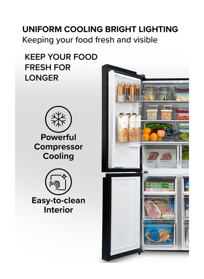Clikon 492 Gross Ltr Premium French Four Door Refrigerator with Energy Saving, Powerful Compressor Cooling, Open Door Alarm, Smart Modes & Easy-Clean Interior 492 L 120 W CK6044 Black - Image 3