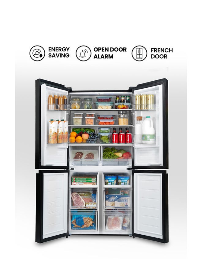 Clikon 492 Gross Ltr Premium French Four Door Refrigerator with Energy Saving, Powerful Compressor Cooling, Open Door Alarm, Smart Modes & Easy-Clean Interior 492 L 120 W CK6044 Black - Image 2