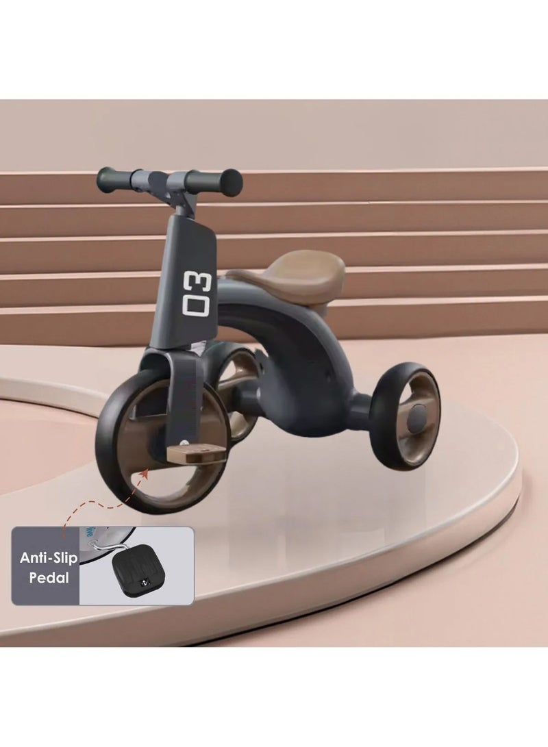 Children's Three Wheeled Tricycle with Wider Seat Anti-Skid Wheels and Music Black - Image 4