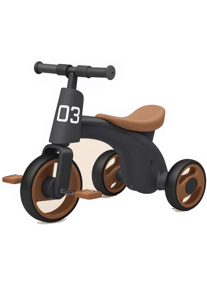 Children's Three Wheeled Tricycle with Wider Seat Anti-Skid Wheels and Music Black - Image 1