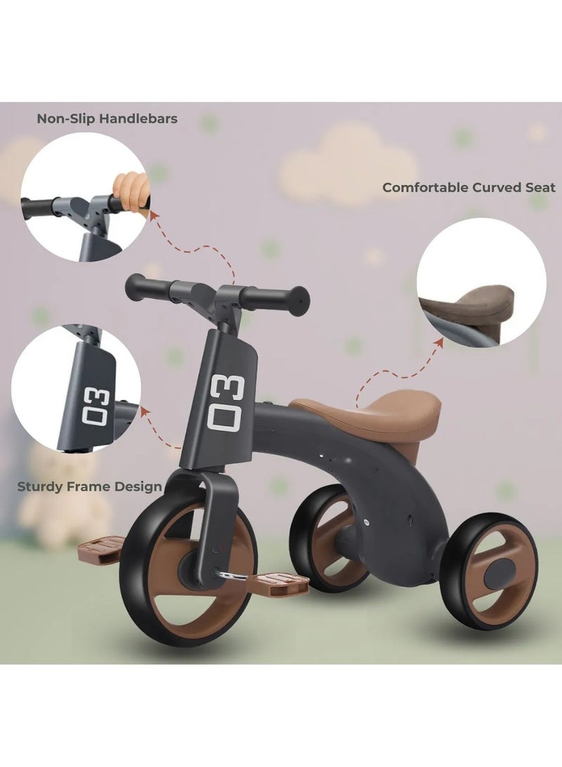 Children's Three Wheeled Tricycle with Wider Seat Anti-Skid Wheels and Music Black - Image 3