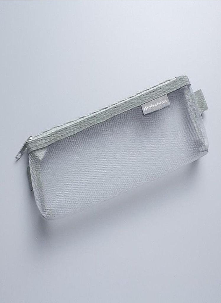 Eckek - Supplies Simple Transparent Student Nylon Mesh Pencil Case Pencil Bag Pencil Case Pen Bag Case - Image 1