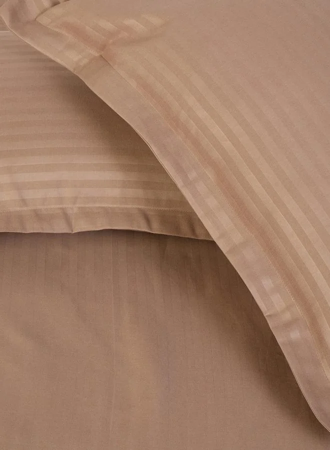 Styli Pack of 2-  Stripe Queen Fitted with Pillow Cover Brown