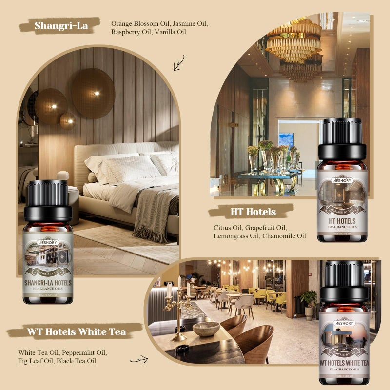 Aeshory Hotel Diffuser Oils Gift Set - 6x10ML Luxury Fragrance Oil Blend, Hotel Scent Essential Oils Set for Diffuser, Candle, Soap Making Scents - Image 3