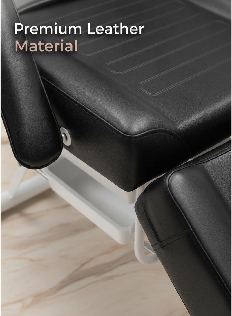 Meishida Foldable Massage Table with Removable Pillow & Side Trays – 330lbs Heavy-Duty PU Leather Memory Foam Facial Spa Bed for Salon, Lash & Home Use – Black - Image 5