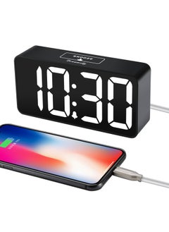 DreamSky Compact Digital Alarm Clock With Usb Port For Charging Adjustable Brightness Dimmer Bold Digit Display 12 24Hr Snooze White  - Image 4