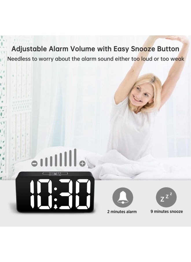 DreamSky - Compact Digital Alarm Clock With Usb Port For Charging Adjustable Brightness Dimmer Bold Digit Display 12 24Hr Snooze White - Image 1