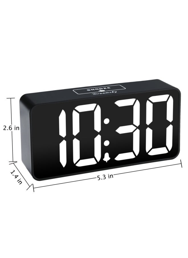 DreamSky - Compact Digital Alarm Clock With Usb Port For Charging Adjustable Brightness Dimmer Bold Digit Display 12 24Hr Snooze White - Image 1
