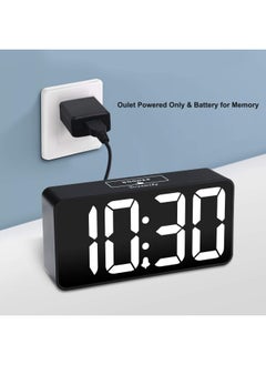 DreamSky Compact Digital Alarm Clock With Usb Port For Charging Adjustable Brightness Dimmer Bold Digit Display 12 24Hr Snooze White  - Image 2