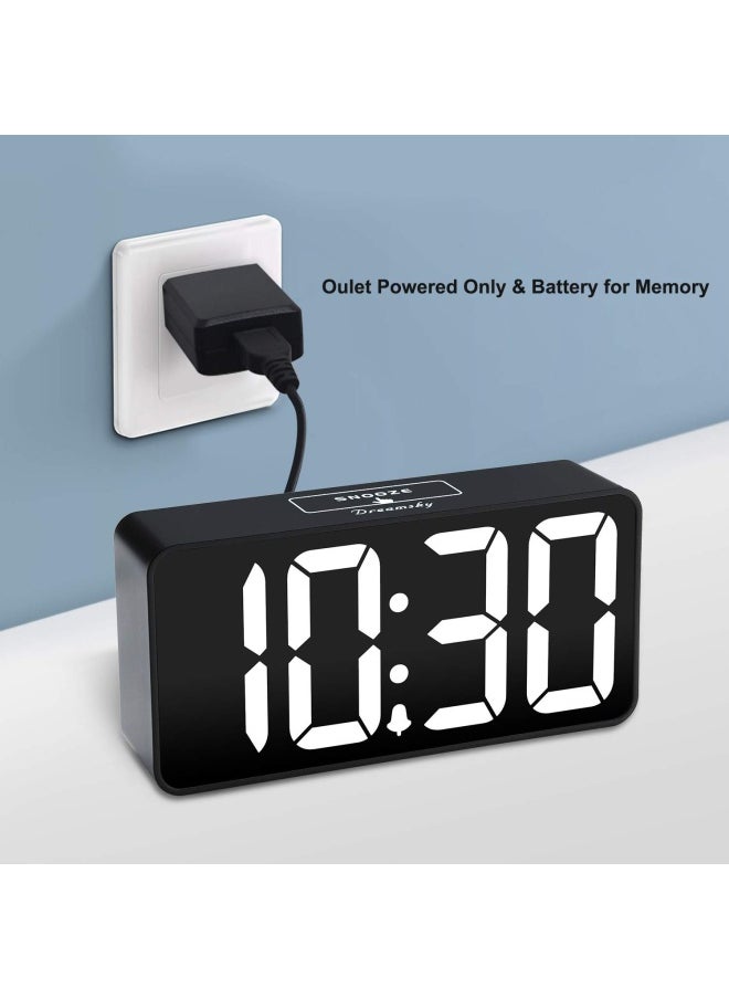 DreamSky - Compact Digital Alarm Clock With Usb Port For Charging Adjustable Brightness Dimmer Bold Digit Display 12 24Hr Snooze White - Image 1