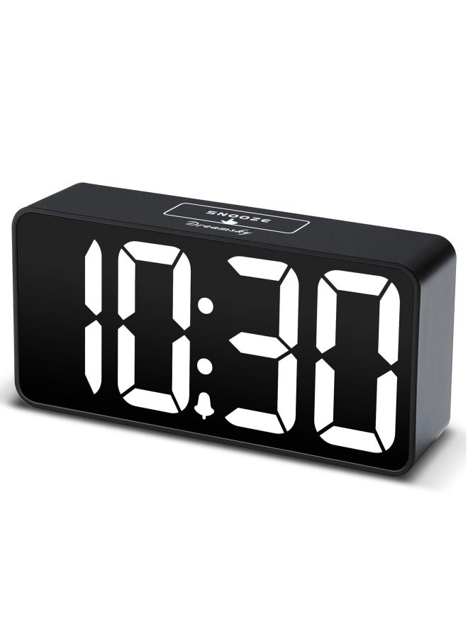 DreamSky - Compact Digital Alarm Clock With Usb Port For Charging Adjustable Brightness Dimmer Bold Digit Display 12 24Hr Snooze White - Image 1