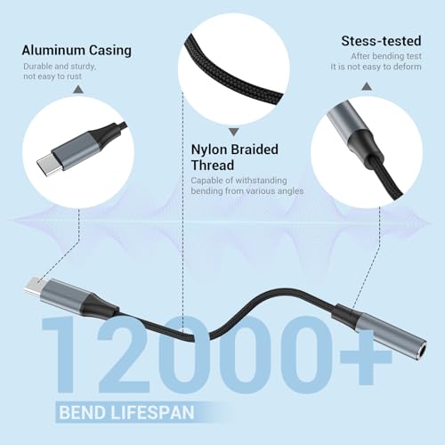 YGKSAA 2pcs USB C to 3.5mm Female Headphone Jack Adapter, Upgrade Metal Case, Compatible with Samsung S20+/S21 Ultra, iPhone15 16 17, and More USB C Audio Devices - Image 3