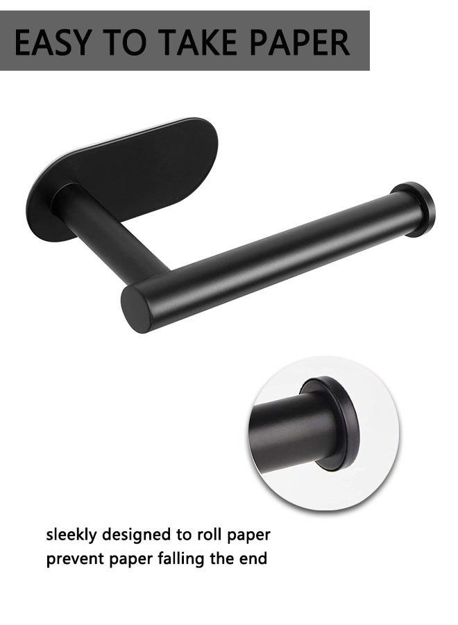 وهاواي 2pcs Toilet Paper Holder Self Adhesive, SUS304 Stainless Steel Rustproof Adhesive Toilet Roll Holder Wall Mount no Drilling for Bathroom, Kitchen, Washroom Vertically or Horizontally Black  - Image 2