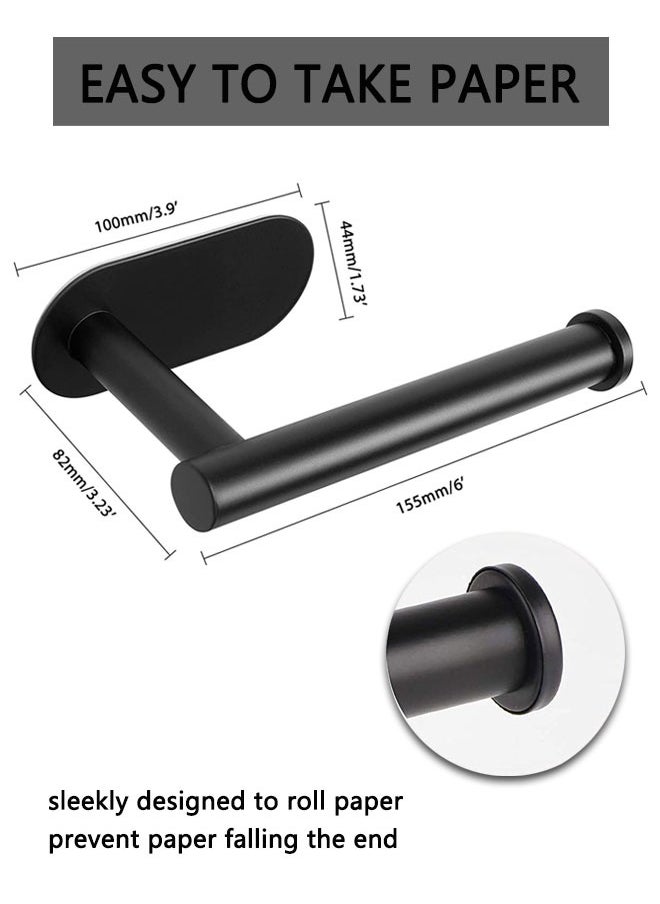 HAWAWA - 2pcs Toilet Paper Holder Self Adhesive, SUS304 Stainless Steel Rustproof Adhesive Toilet Roll Holder Wall Mount no Drilling for Bathroom, Kitchen, Washroom Vertically or Horizontally Black - Image 1