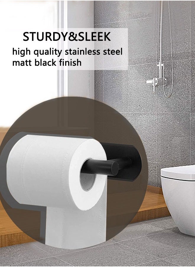 HAWAWA - 2pcs Toilet Paper Holder Self Adhesive, SUS304 Stainless Steel Rustproof Adhesive Toilet Roll Holder Wall Mount no Drilling for Bathroom, Kitchen, Washroom Vertically or Horizontally Black - Image 1