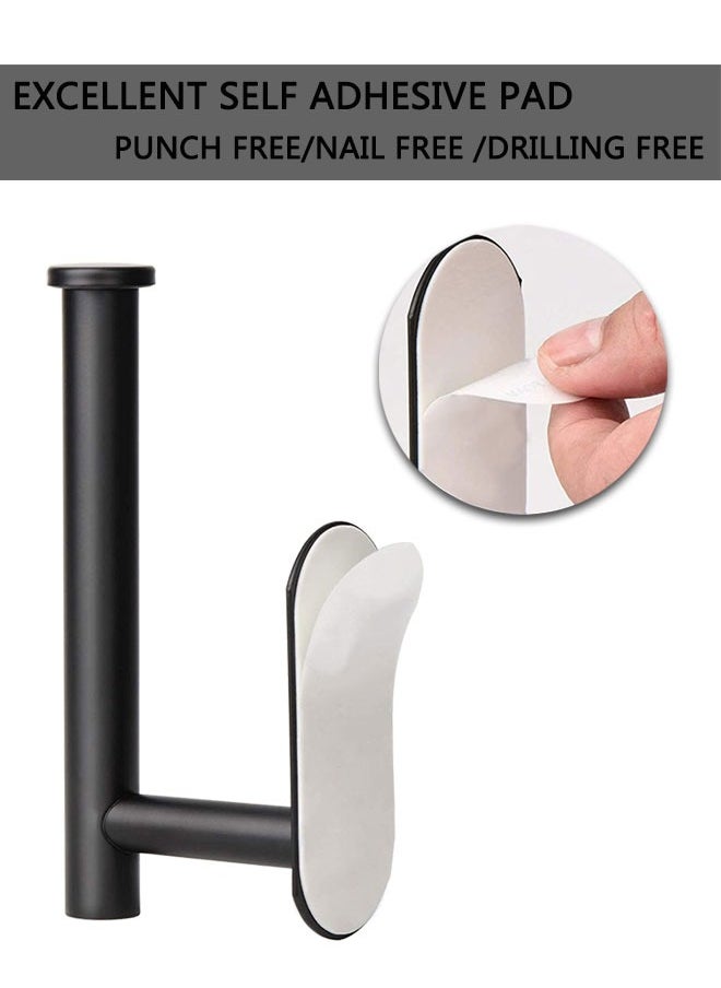 HAWAWA - 2pcs Toilet Paper Holder Self Adhesive, SUS304 Stainless Steel Rustproof Adhesive Toilet Roll Holder Wall Mount no Drilling for Bathroom, Kitchen, Washroom Vertically or Horizontally Black - Image 1