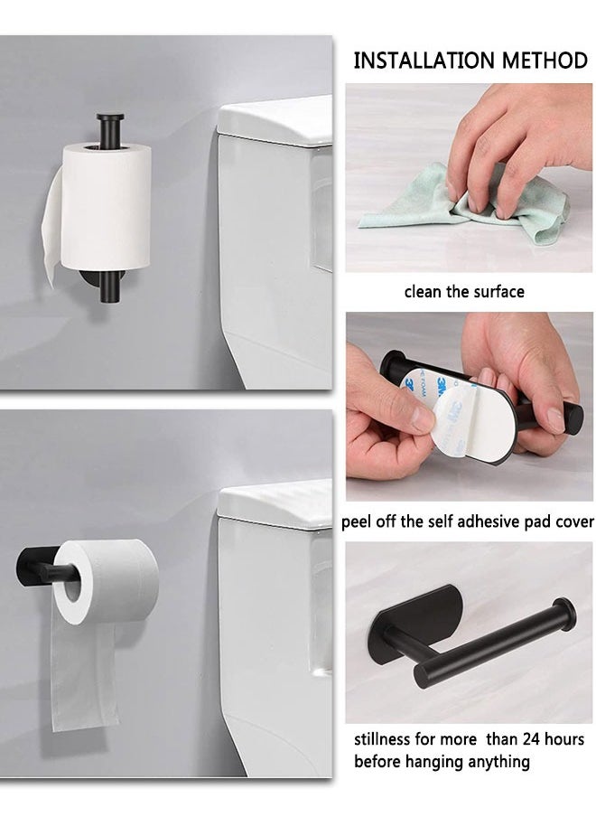HAWAWA - 2pcs Toilet Paper Holder Self Adhesive, SUS304 Stainless Steel Rustproof Adhesive Toilet Roll Holder Wall Mount no Drilling for Bathroom, Kitchen, Washroom Vertically or Horizontally Black - Image 1