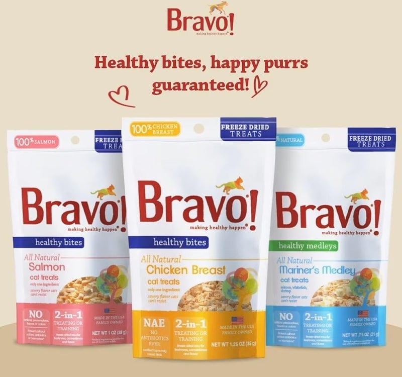 Bravo لقيمات صحية بمكون واحد، مكافآت قطط مجففة بالتجميد، صدر دجاج، 1.5 أونصة، عالية البروتين، خالية من الحبوب، خالية من الجلوتين - Image 3
