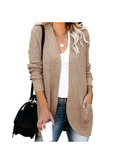 Generic Autumn And Winter New Cardigan Women's European And American Curved Placket Large Pocket Sweater Cardigan 