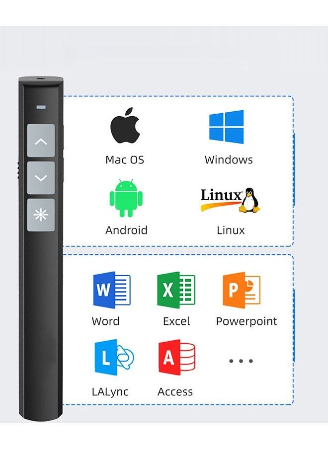 Gasin - Portable Multicolour Wireless Remote PPT Presenter Black - Image 1