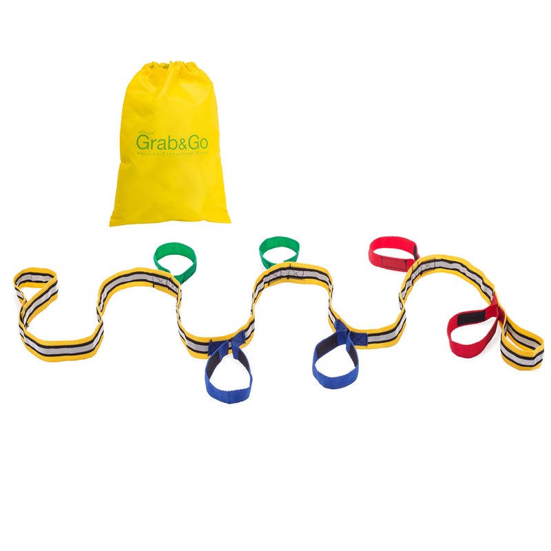 Walkodile Grab & Go Children's Walking Rope (6 child). Teacher Designed. Extra Safety Feature on Handles. Strong Fabric & Heavy Duty Stitching. Includes Learning Games for Walks Guide - Image 1