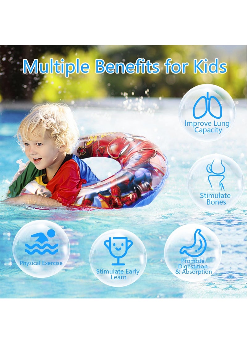 Excefore Pool Inflatable Ring, Swimming Rubber Ring for Kids, Cartoon Anime Swimming Ring Inflatable Pool Float for Kids 2-9 Years, Boys Girls Floating Ring Swim Ring for Summer Beach Pool Party - Image 2