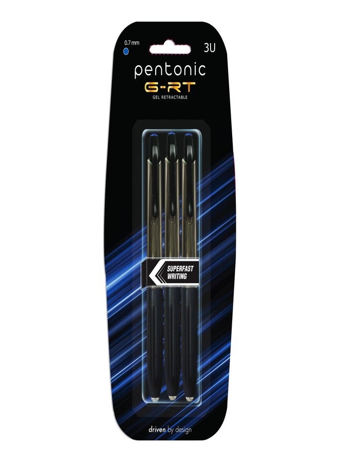 Pentonic G-RT 0.7 mm Gel Pen Blister Pack | Blue Ink | Pack of 3 - Image 2