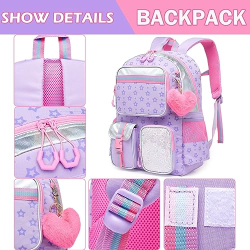 Meetbelify Backpack for Girls School Backpack Aesthetic Bookbag for Elementary Student Teen Girls Cute School Bag Kids Backpack for Girls 8-10 - Image 5