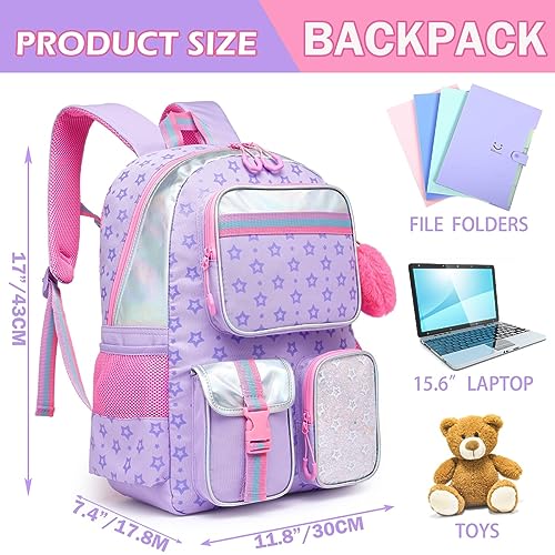 Meetbelify Backpack for Girls School Backpack Aesthetic Bookbag for Elementary Student Teen Girls Cute School Bag Kids Backpack for Girls 8-10 - Image 2